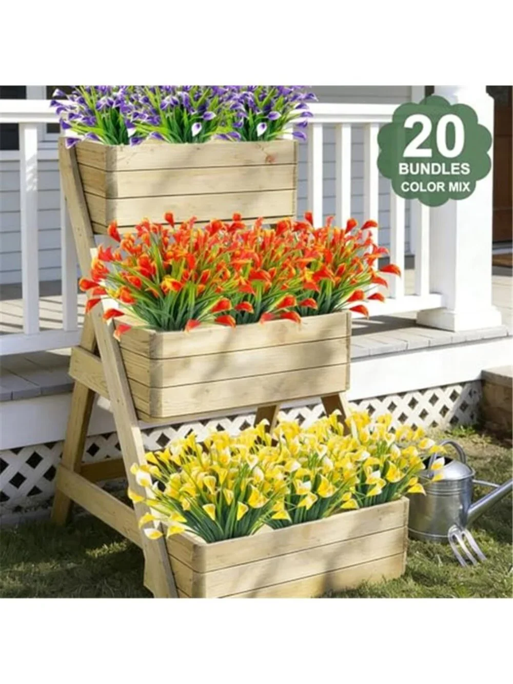 Artificial Calla Lily Flowers UV Resistant Faux Outdoor Plants 20 Bundles